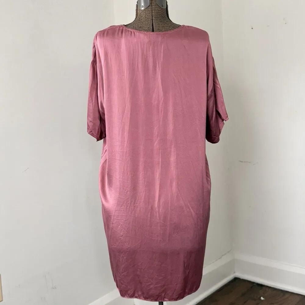 Vintage 90s Victorias Secret Gold Label 100% Silk Mauve Sleep Shirt Size Large - Picture 9 of 10